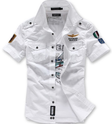 Mens Short Sleeve Military Style Shirt